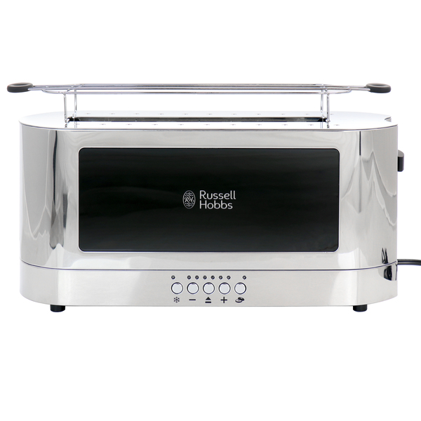 Russell Hobbs Glass Accented Long Toaster, Black & Stainless Steel